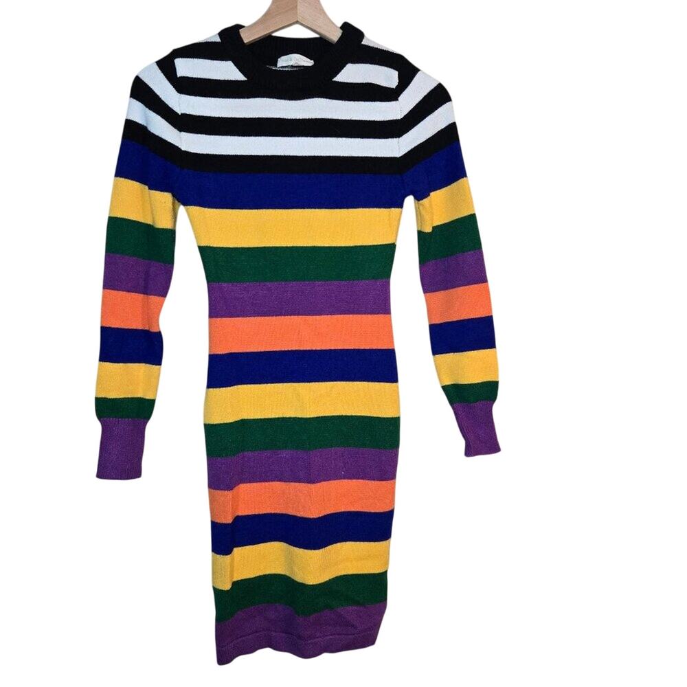 Hot & Delicious Small/Med Rainbow Striped Bodycon Sweater Dress [0329]